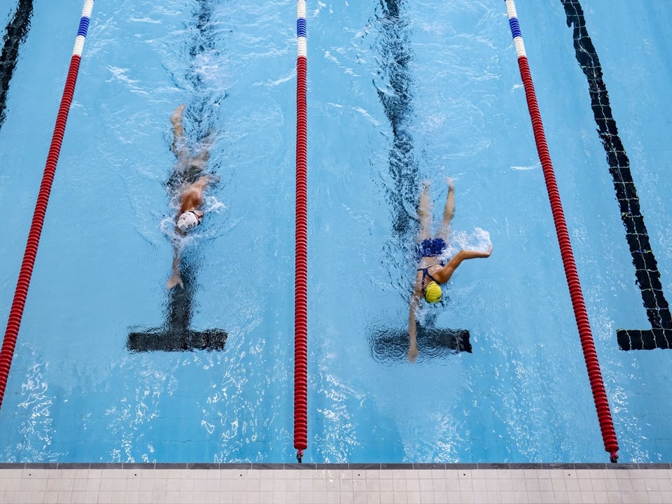 Zwei Personen schwimmen