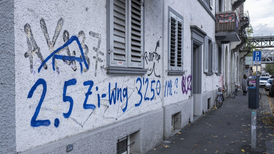 Sprayereien auf einem Haus in Zürich