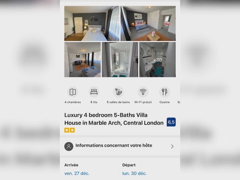 Inserat auf Booking für eine «4 bedroom 5-Baths Villa»