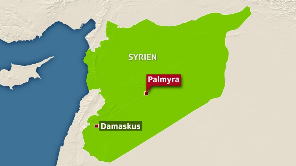 Karte von Syrien: Eingezeichnet sind Palmyra und Damaskus