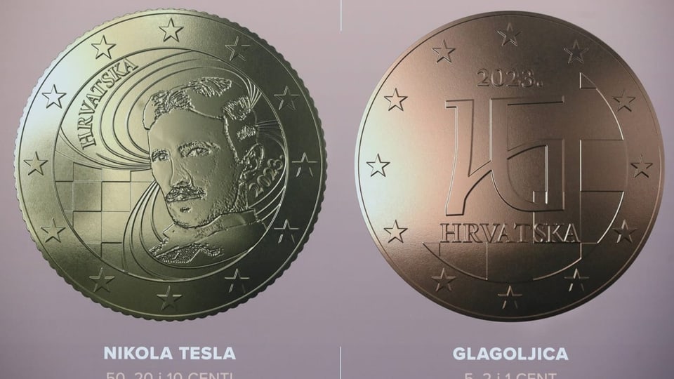 Tesla auf einer 50-Cent-Münze