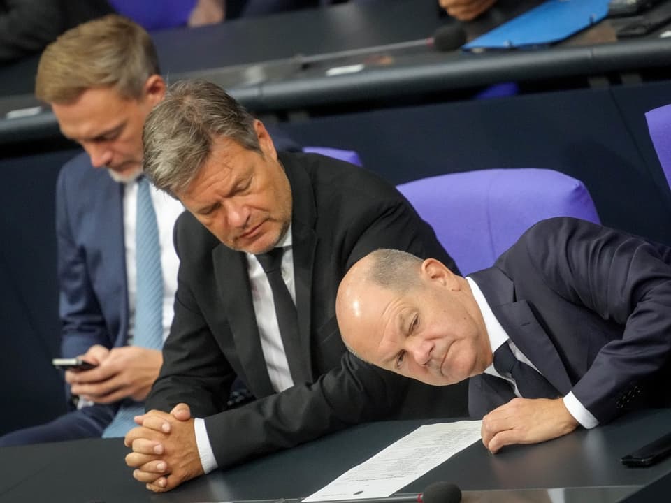 Kanzler Scholz, Wirtschaftsminister Habeck und Finanzminister Lindne