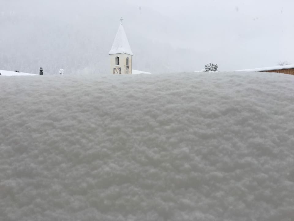 Kirchenspitz hinter Schneemauer