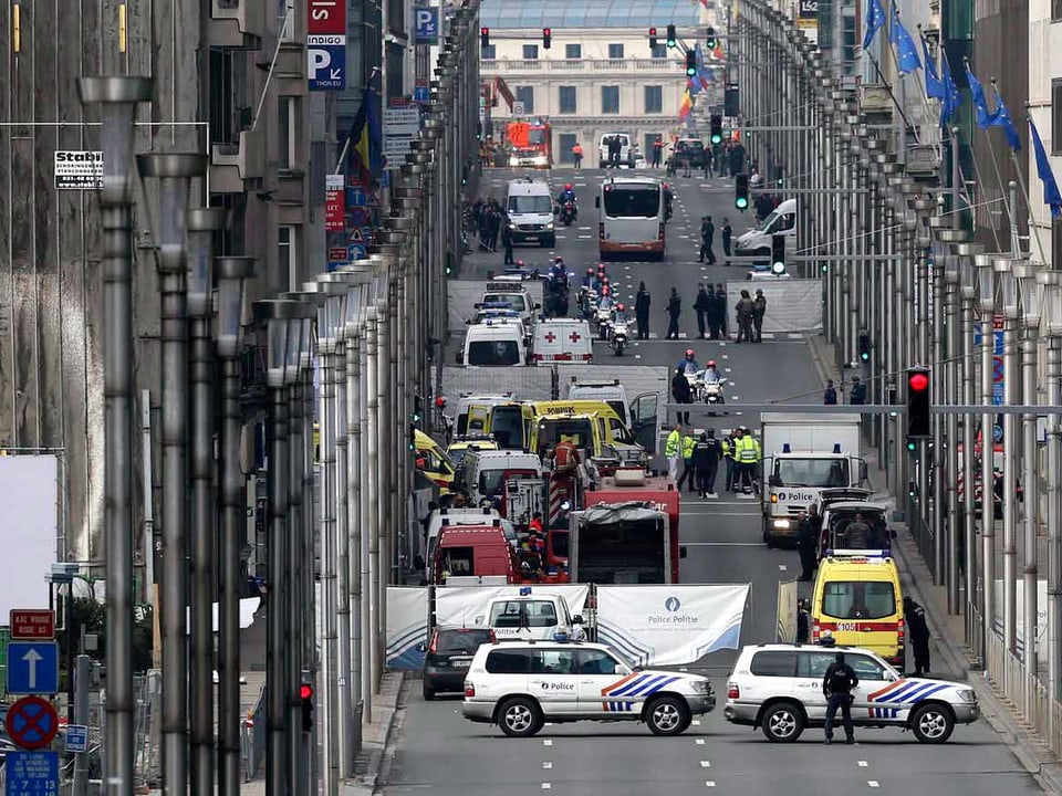 Ort der U-Bahn mitten im Brüsseler EU-Viertel nach der Explosion.
