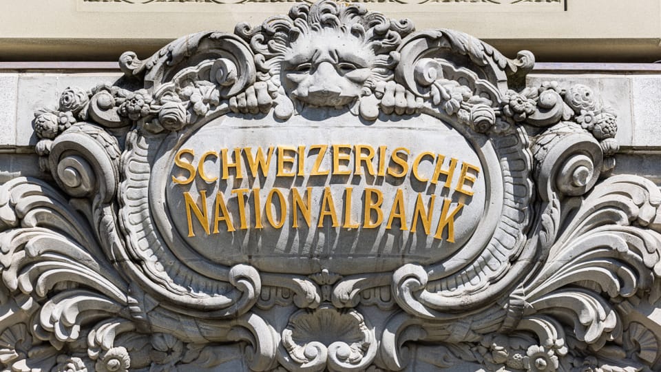 Der Schriftzug der Schweizerischen Nationalbank. 