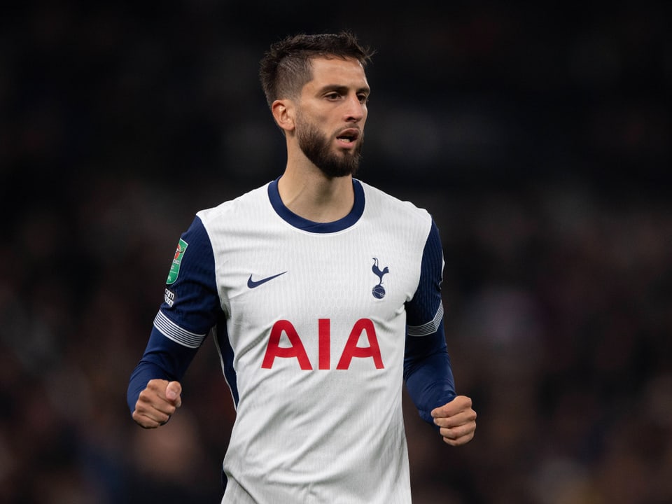 Fussballspieler im Tottenham-Trikot auf dem Spielfeld.