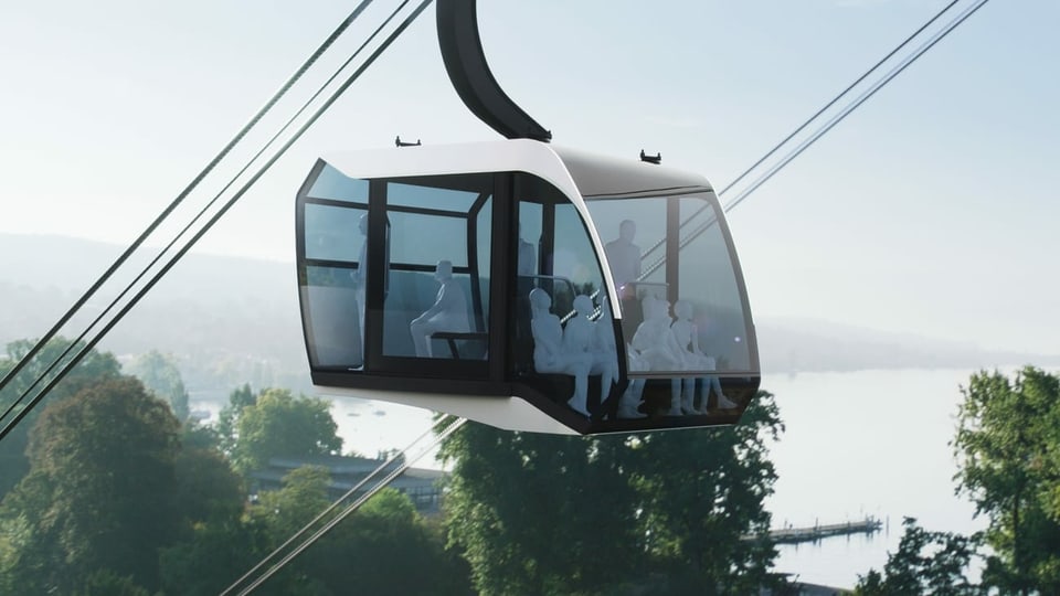 In der gläsernen Gondel der Seilbahn sollen 24 Leute Platz finden.