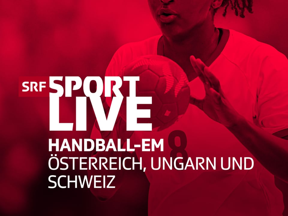 Handballspiel-Ankündigung SRF Sport Live, Handball-EM.