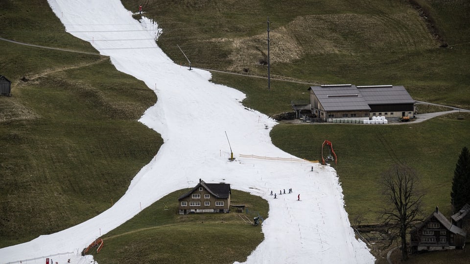 Künstliche Skipiste durch Gras