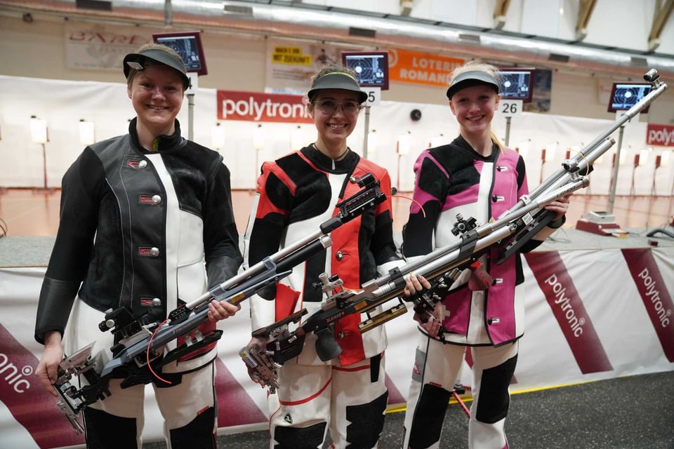 Podest der Frauen 10m Sportschützen Luftgewehr.