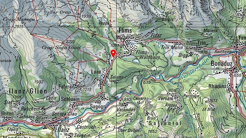 carta geografica da Laax e Flem