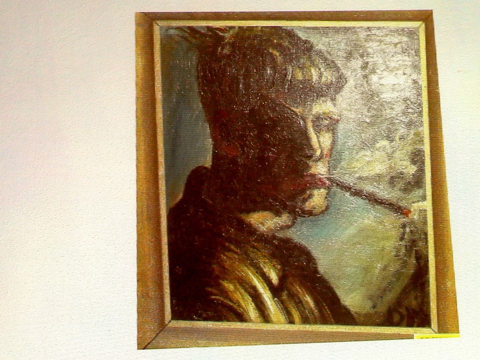 Selbstporträt von Otto Dix mit Zigarre.