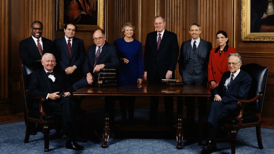 Gruppenbild des Obersten Gerichtshofs aus dem Jahr 1993 mit Ruth Bader Ginsburg.
