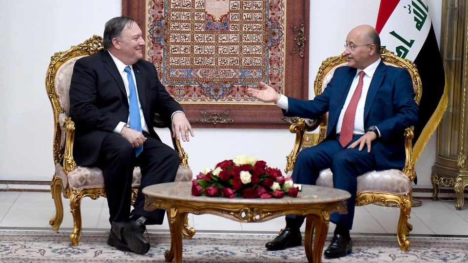 Mike Pompeo mit dem irakischen Präsident Barham Salih