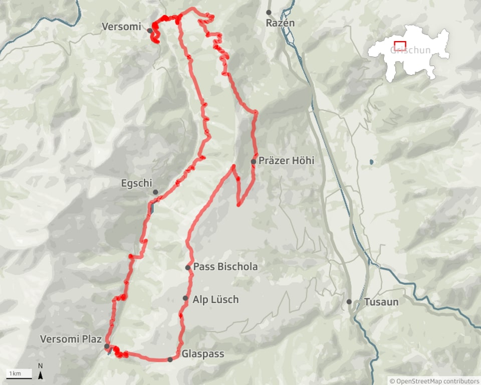 Route Mountainbike Versam Safiental.