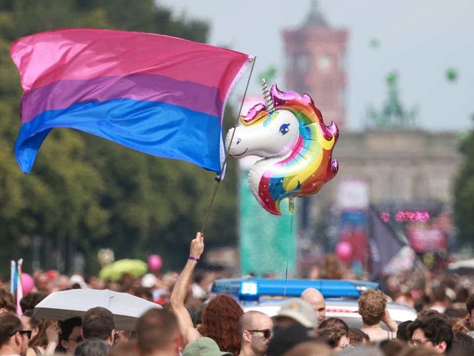 Feiernde in der Sonne am CSD.