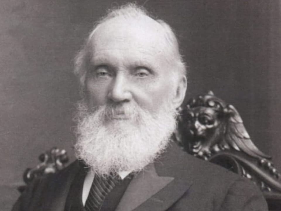 Ein Mannbild in schwarz weiss von Lord Kelvin (1824 – 1907).
