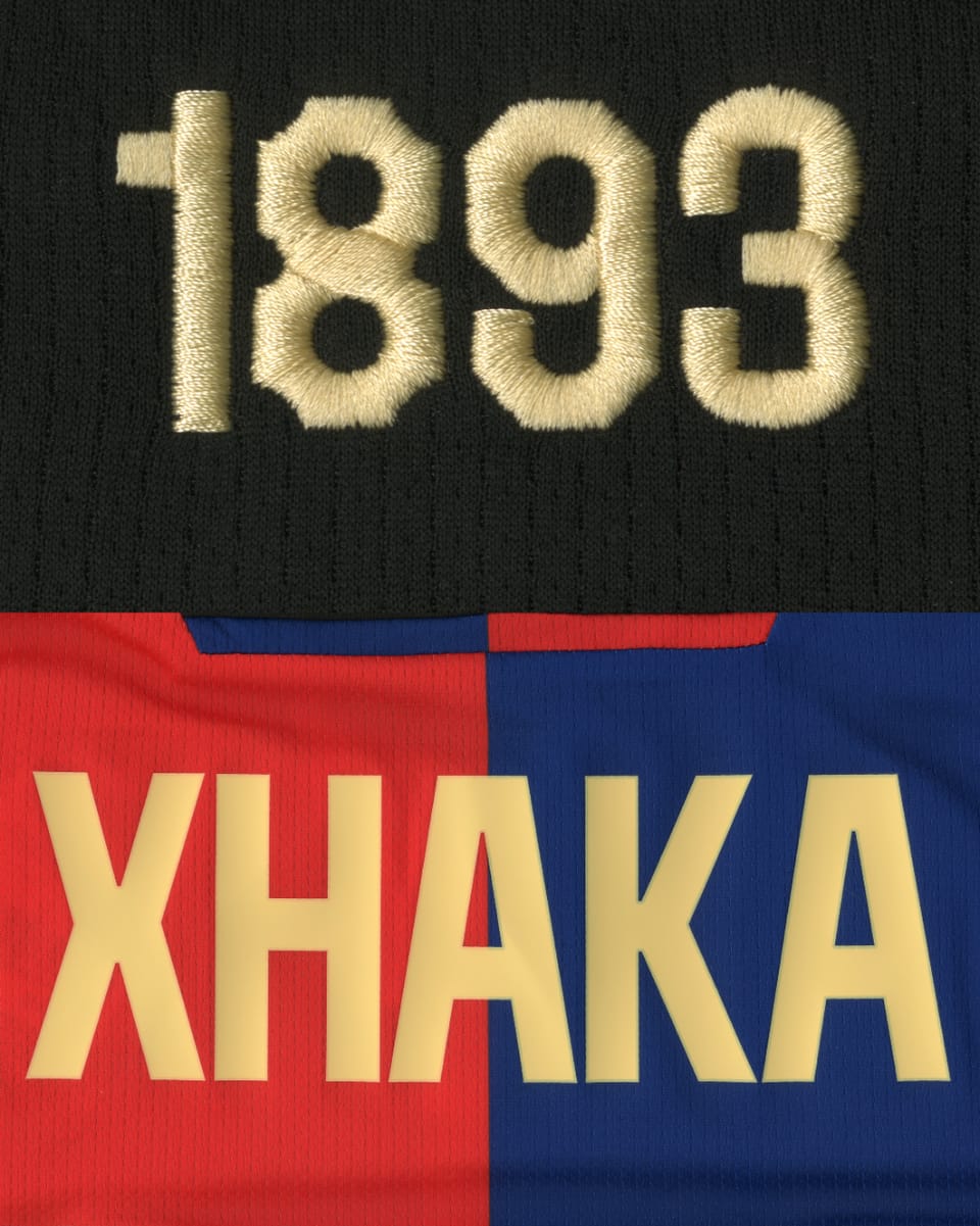 Schrift auf Trikotteilen: «1893» und «Xhaka»