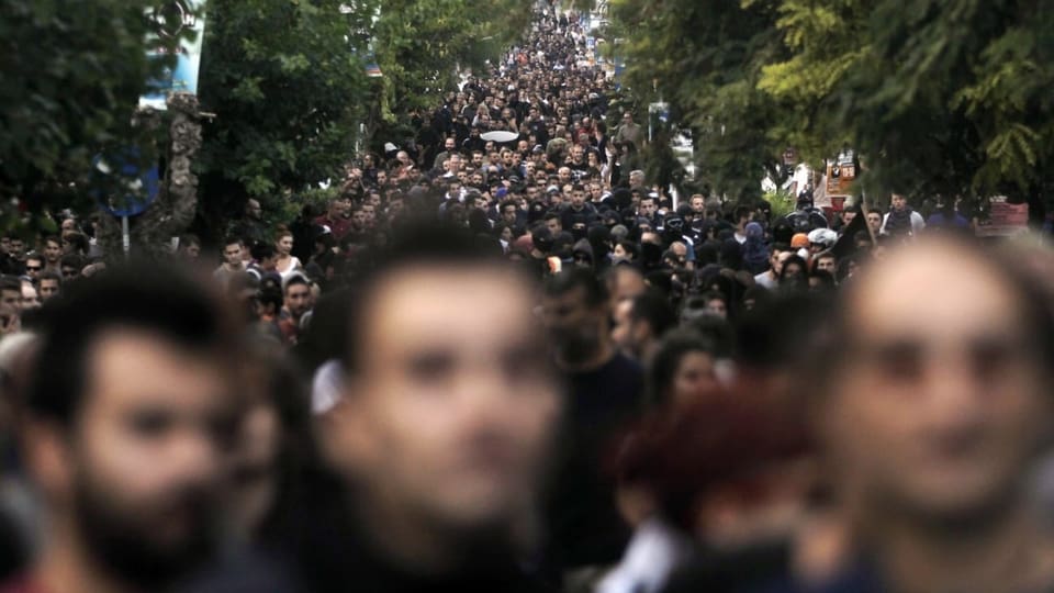 Im Bild: Antifaschistische Demo an Rapper Fyssas, 2014 in Athen.