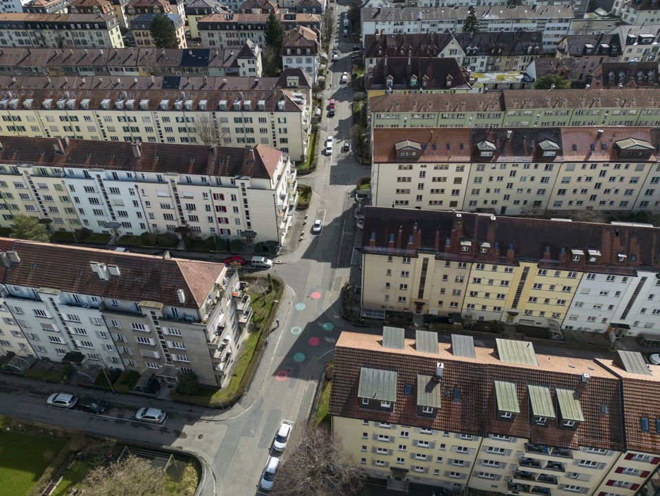 Luftaufnahme von einem Wohnquartier in Bern.