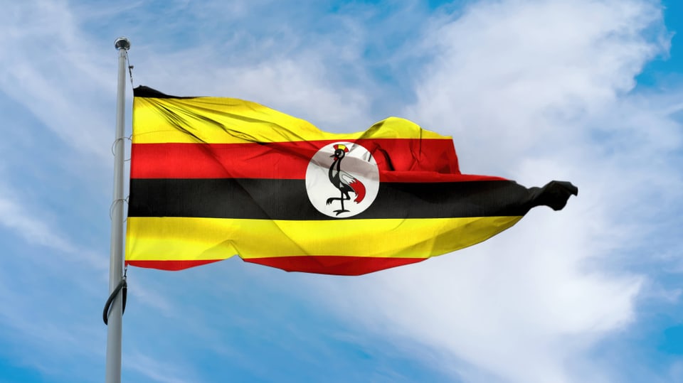 Wehende Flagge von Uganda