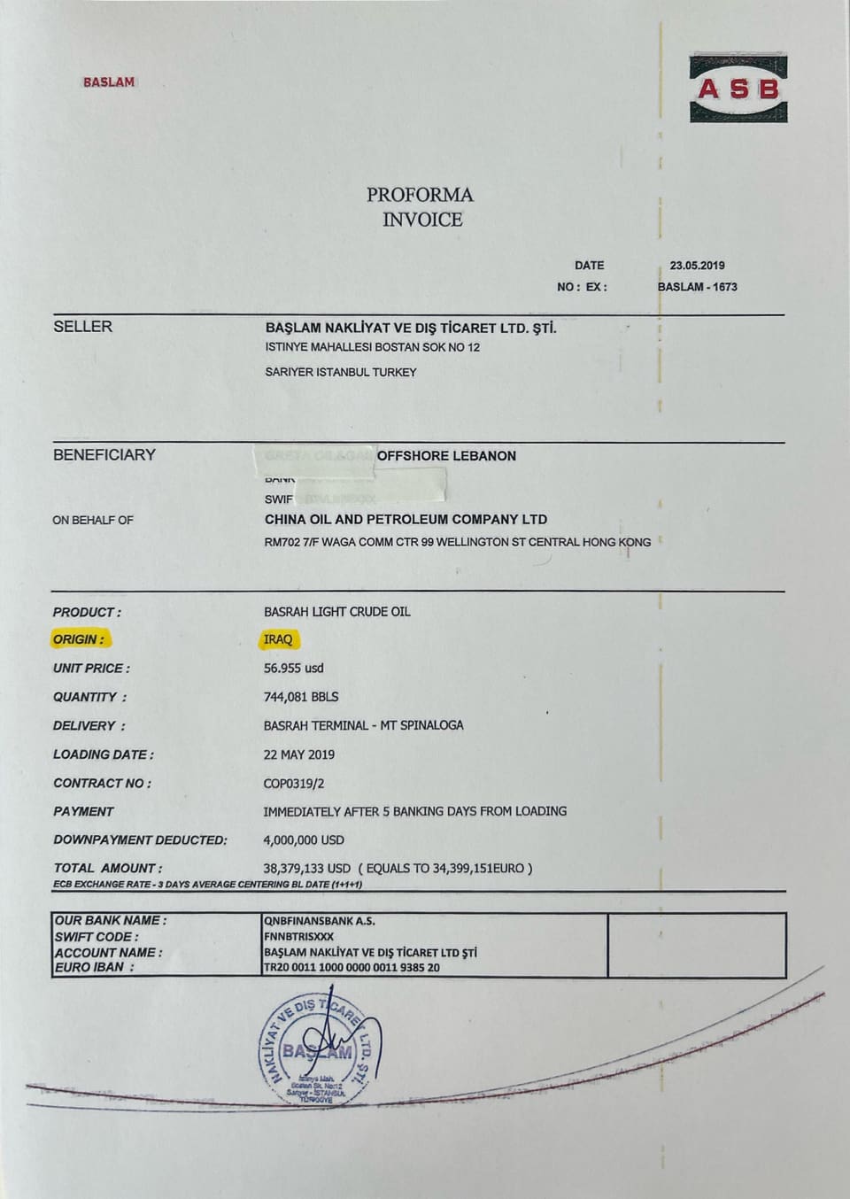 Proforma invoice