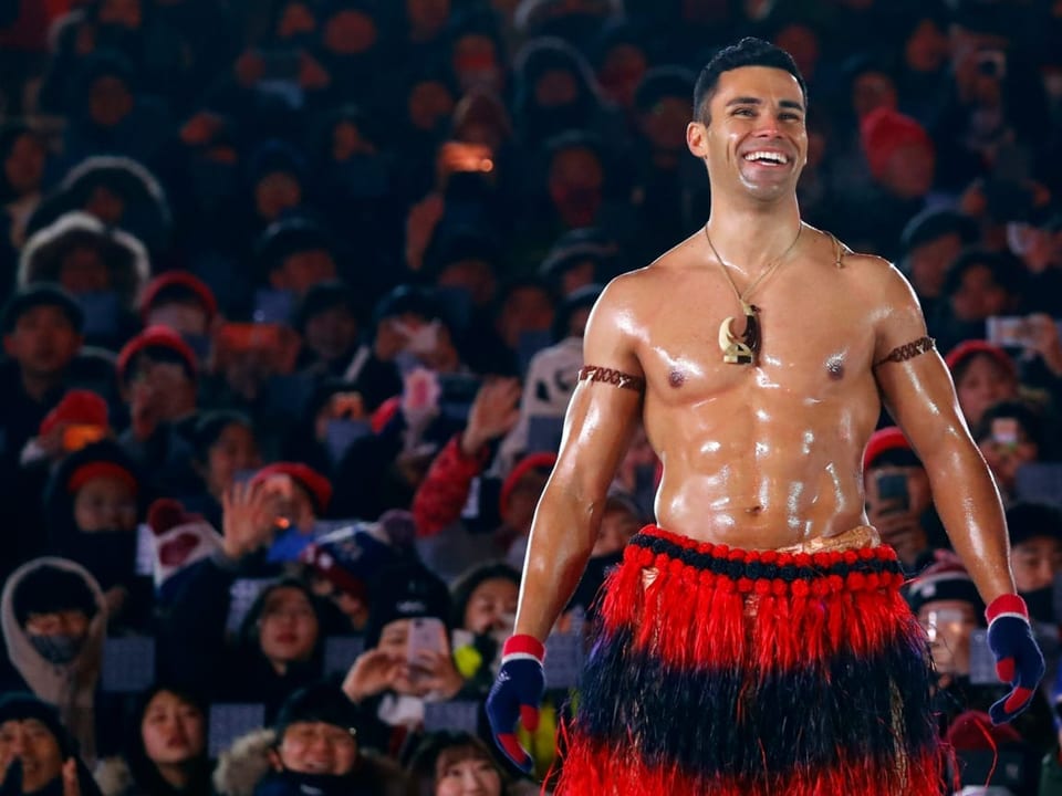 Der Tongaer  Pita Taufatofua in Pyeongchang.