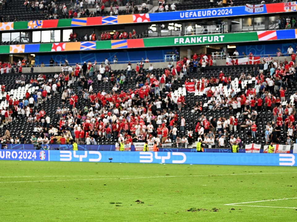 Fussballfantribüne im Stadion während der Euro 2024 in Frankfurt.