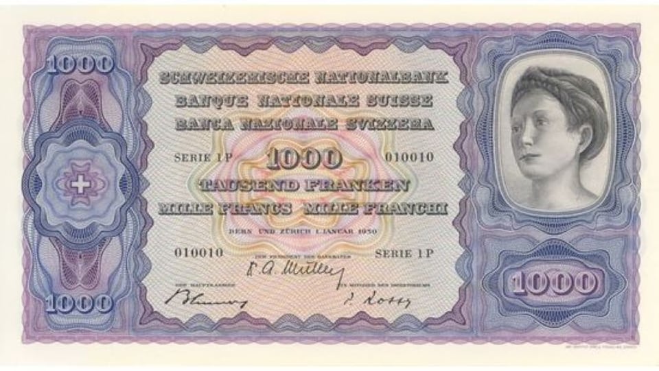 Schweizer 1000-Franken-Banknote von 1938.