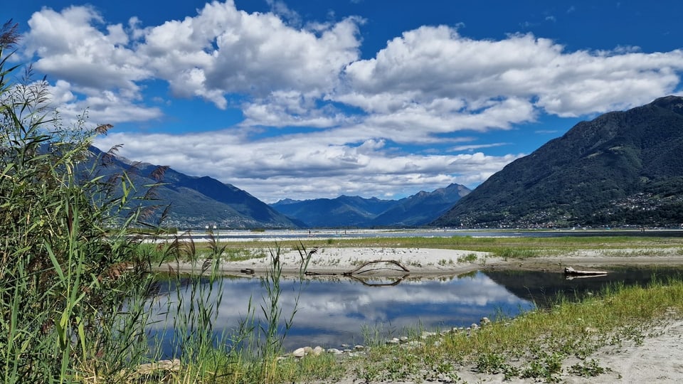 Blick vom Lago Maggiore Richtung Bellinzona.