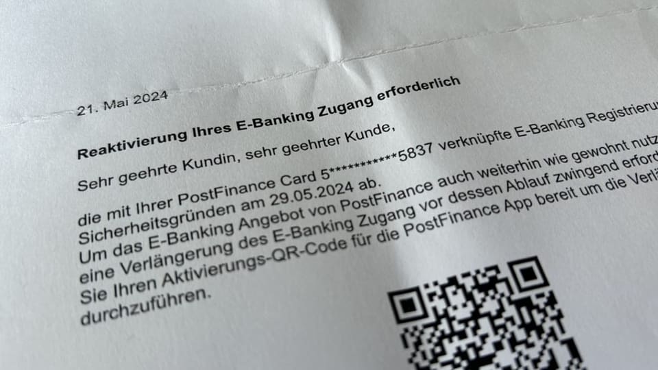 Wer einen solchen Brief erhält, sollte seine Bankkarte vorsichtshalber sperren lassen.