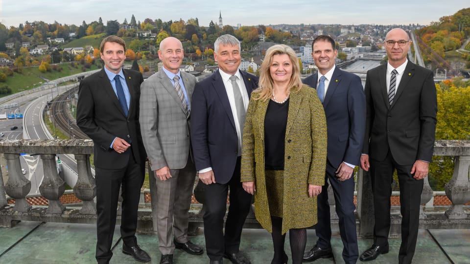 Gruppenfoto des Regierungsrates des Kantons Schaffhausen in der aktuellen Zusammensetzung