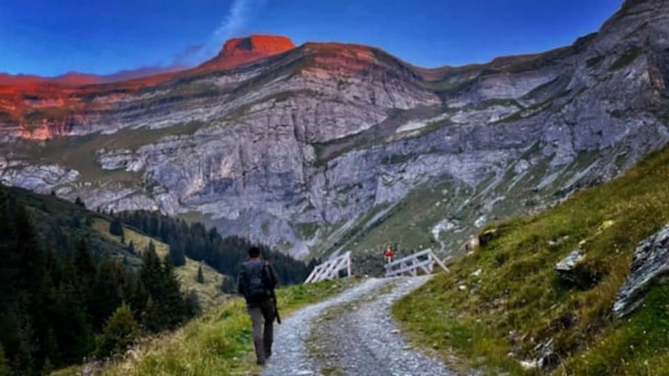 Ina damaun en Val Frisal sur Breil. Mattiu Defuns viagiond vers ils pirms radis da sulegl. 