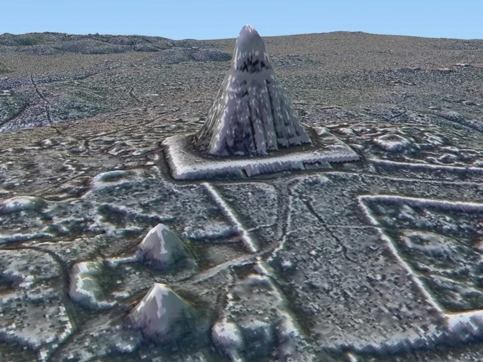 3D-Darstellung der Pyramide von Cholula.