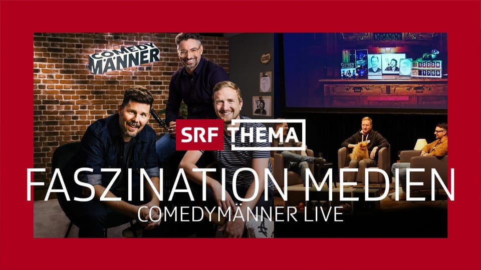 Key Visual des Livepodcast «Comedymänner» am SRF-Erlebnistag in Zürich
