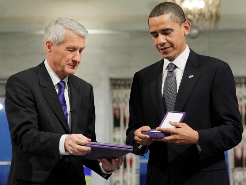 Barack Obama bei der Preisverleihung in Stockholm