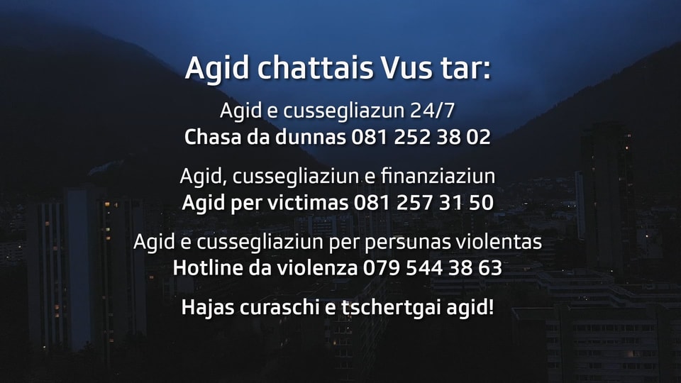 117 è il numer da la polizia, chasa dad dunnas 081 252 38 02, agid per victimas 081 257 31 50, e hotline per persunas violentas 079 544 38 63,