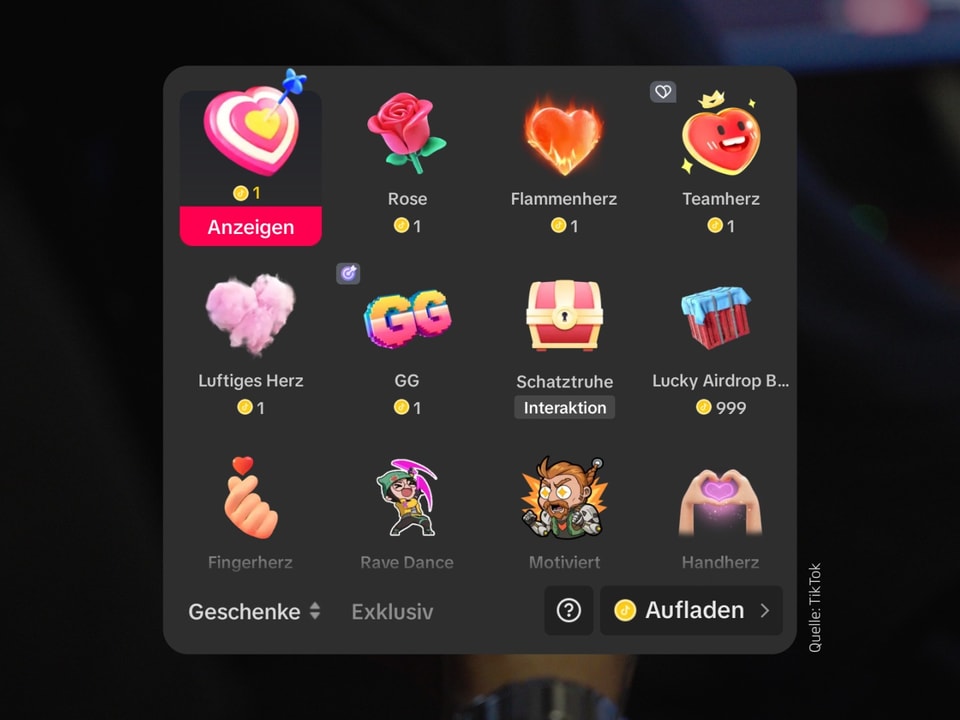 Geschenke-Funktion bei Tiktok