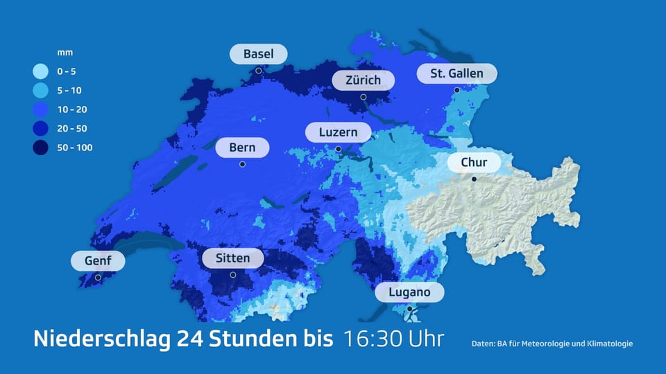 Vor allem im Westen gab es bereits grössere Regenmengen.