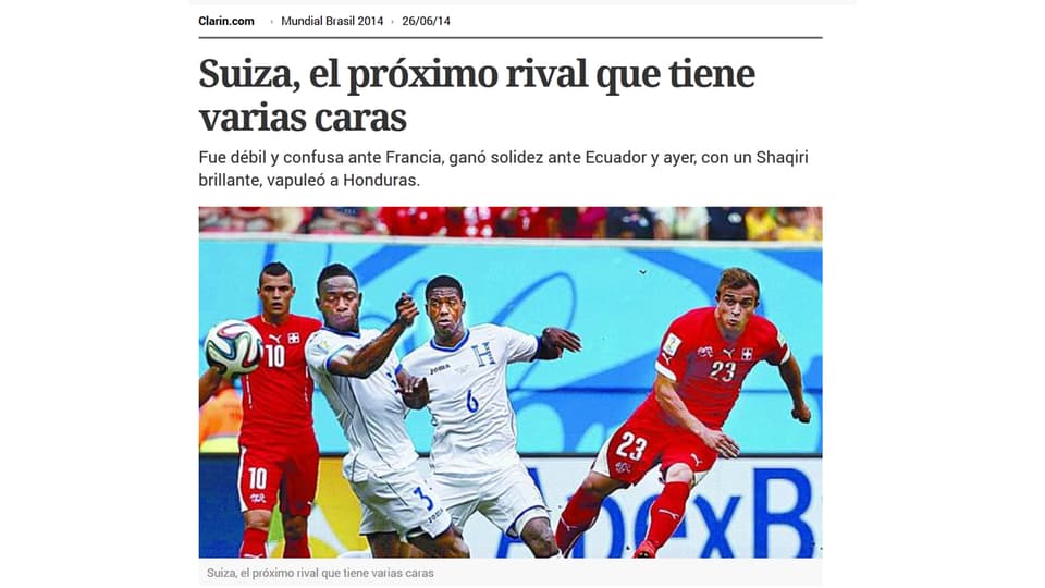 Screenshot der argentinischen Zeitung «Clarin».