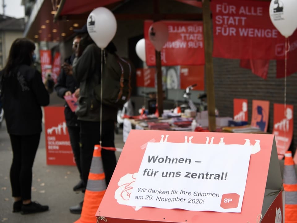 Ein Stand der SP in der Stadt Bern vor den Wahlen 2020.