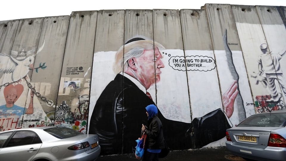 Graffiti an israelischer Grenzmauer zeigt Trump