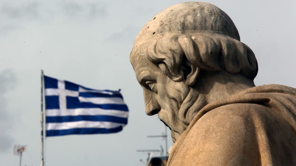 Eine Statue des Philosophen Plato