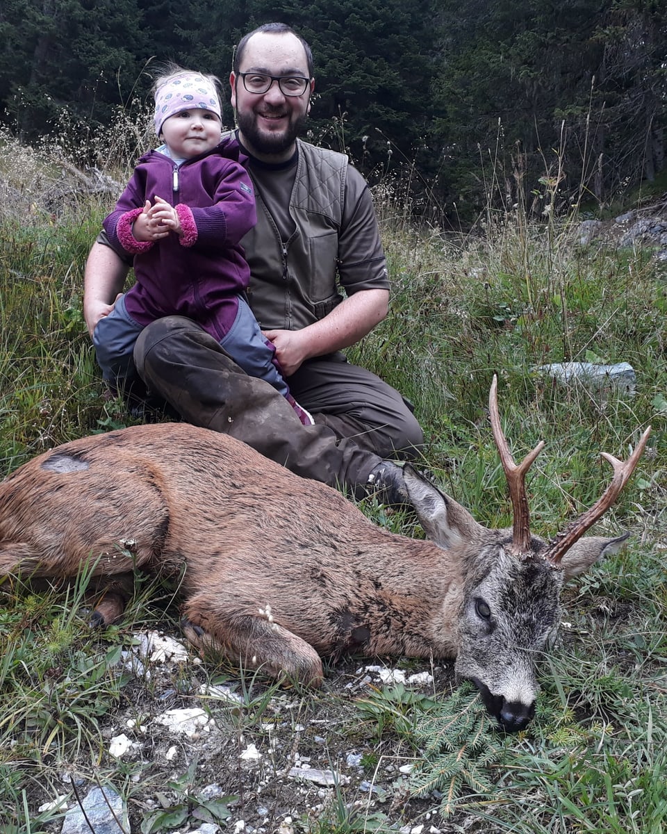 Marchet Notegen cun sia figlia Leonie ed il chavriel da sis sajettà ils 5 da settember.