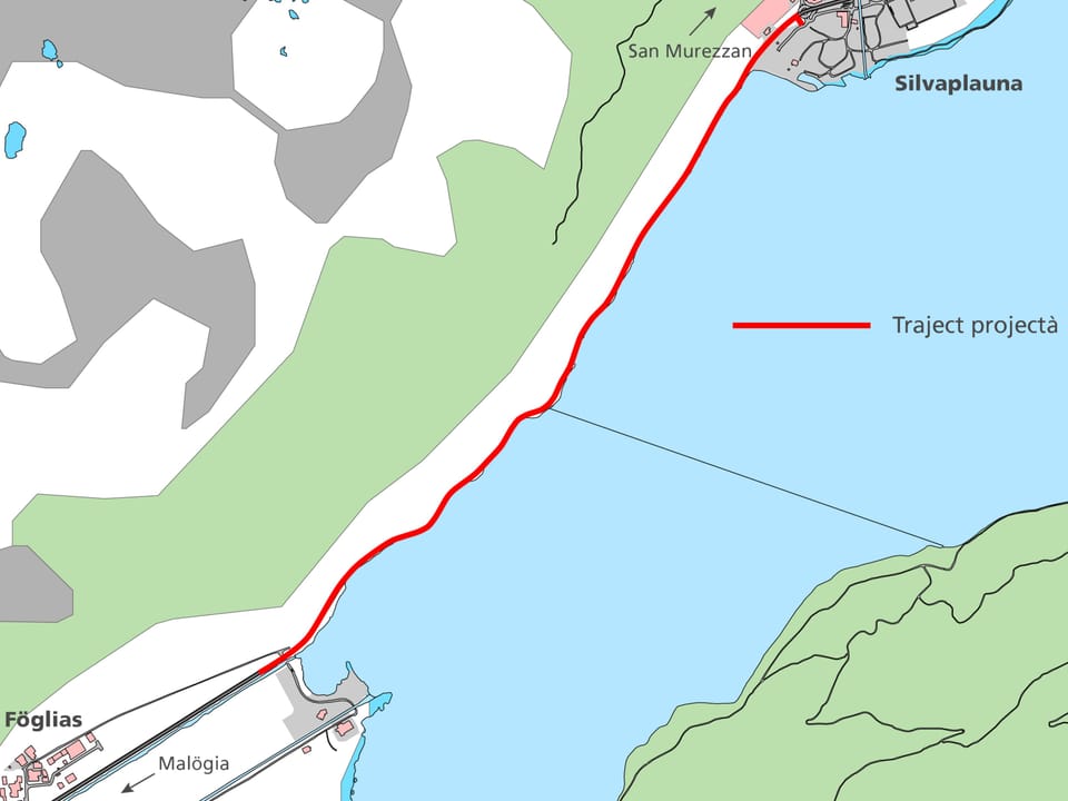 Abschnitt zwoschen Sils Föglias und Silvaplana