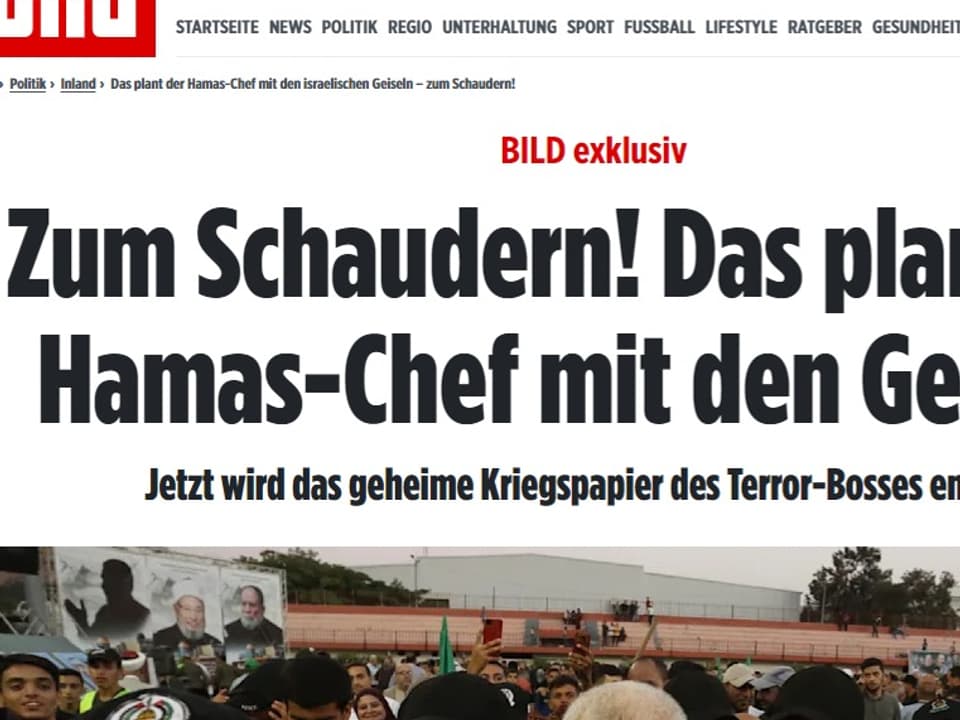 Screenshot von der «Bild»-Zeitung