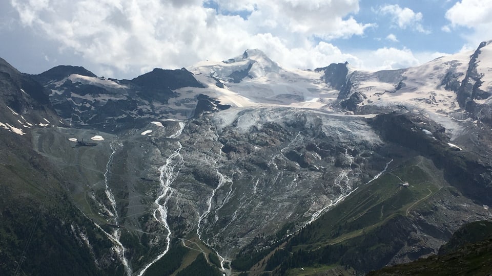 Blick auf die apere Gletscherwelt im August oberhalb von Saas Fee.