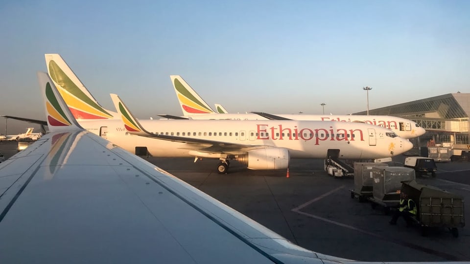 Boing 737 Max 8 mit der äthiopischen Airline in Addis Abbeba