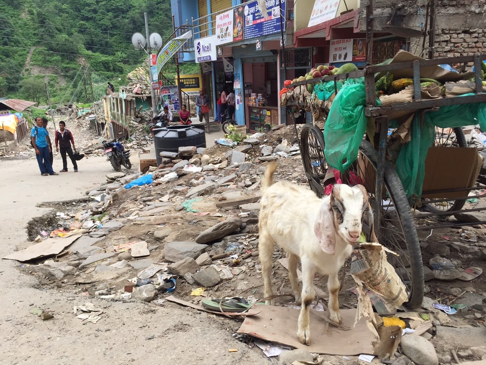 Zerstörte Gebäude in Melamchi