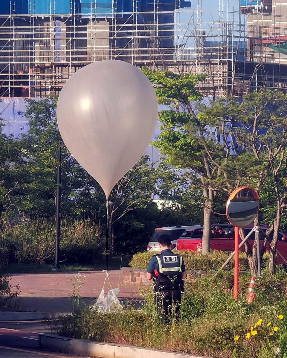 Ein Müll-Ballon landet in einem Park in der südkoreanischen Stadt Incheon.